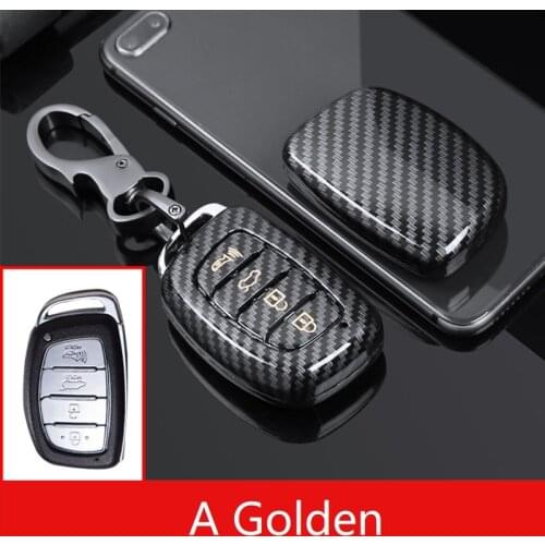 Glossy Carbon fiber ABS Key Case Key Cover For Hyundai Tucson Creta ix25 ix35 i20 i30 HB20 Elantra Verna Mistra 2015-2019