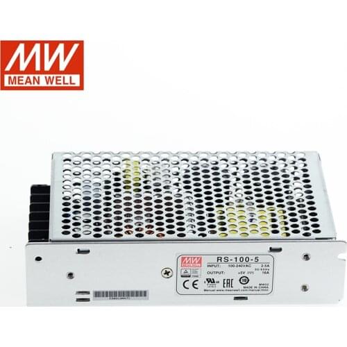 MEAN WELL RS-100-5 80W 5V Switching Power Supply 110V/220V AC to 5V DC 16A Power Unit 5G Viberation Transformer