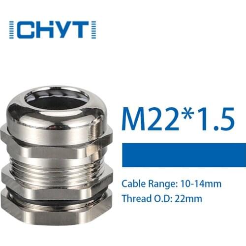 PG16 M22x1.5 Waterproof Zinc Alloy Nickel Plated Sealing Cable Gland 1piece Cable Entry IP68 For 10-14mm Metal Connector