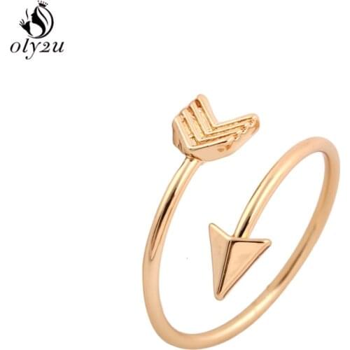 Classic Simple Gold Color Arrow Rings for Women Girls Birthday Jewelry Size 6.5 Adjustable Finger Ring Punk Anillos Mujer