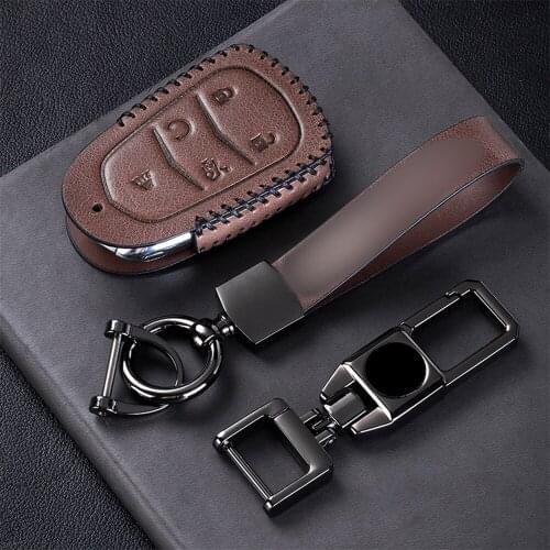 Top Layer Leather Car Remote Key Case Cover Fob Skin Shell For 2015-2019 Cadillac Escalade CTS SRX XT5 ATS STS CT6 Car Styling