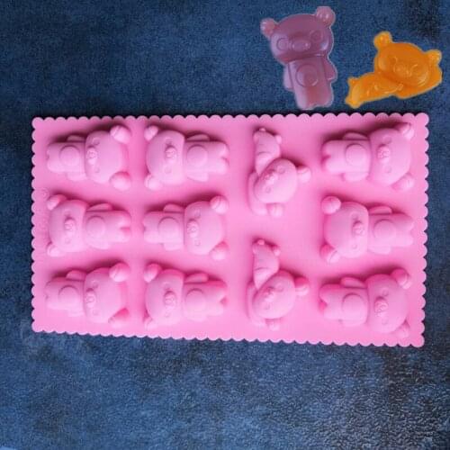 DIY Lace Easy Bear Silicone Chocolate Mould Cartoon Cara Bear Handmade Soap Mold High Temperature Baking Mold A981