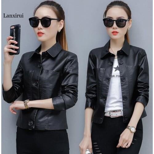 Pu Motorcycle Leather Coat Womens Spring Autumn New Hong Kong Style Chic Jacket Short Loose Fashion Wild Leather Jackets
