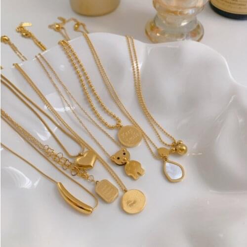 Korean Hot Selling Fashion Jewelry Gold Titanium Steel Clavicle Chain Necklace for Women Daily Clavicle Necklace Accessories