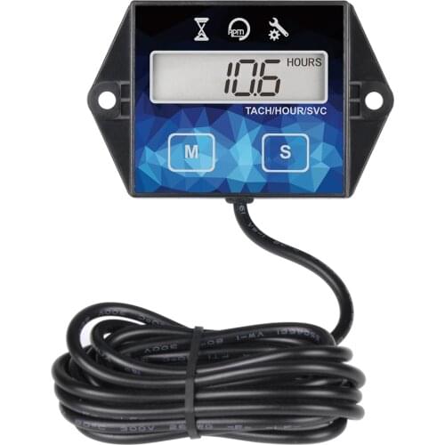 Small Digital Engine Tachometer Hour Meter Gauge Track Oil Change Inductive Hour Meter for Boat Lawn Mower Motorcycle Outboard