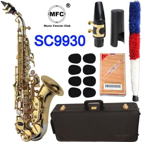 MFC Curved Soprano Saxophone SC9930 Gold Lacquer Silvering Curved Soprano Sax Mouthpiece Reeds Neck Musical Instrument