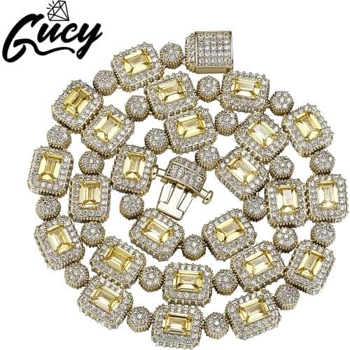 GUCY Fashion Jewelry 10mm Square And Round Tennis Chain Lovely Top Quality Cubic Zirconia Hiphop Necklace for Drop Shipping