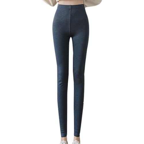 Fashion Womens Pure Color High Luminous Printing Elastic Ninth Pants Trousers 2020 Winter Warm Womens plus size leggings F