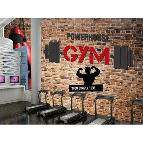 Custom Gym murals wallpapers 3d mural wallpaper for walls 3 d Brick wall sports fitness club image wall background decorative