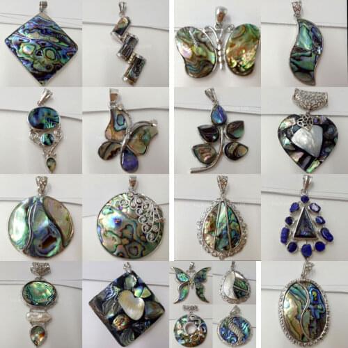 New Zealand Blue Abalone Shell Oblong Oval Butterfly Heart Art Round Square Water Drop Leaf Pendant Bead WFH337