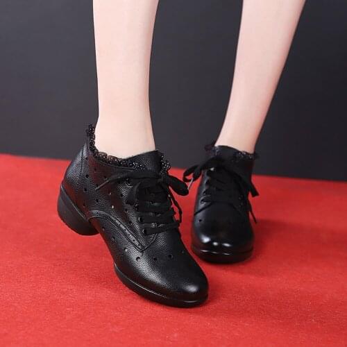 Dancing Shoes 8308 Spring New Dancing Shoes Square Dance Shoe Genuine Leather Mid Heel Sailor Ms Damping Breathable