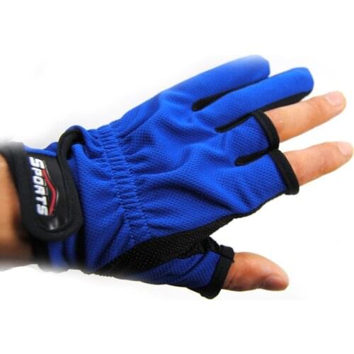 One pair Special offer Bule Anti-skid Lure Fishing Gloves 3 Finger Cut Glove Summer Fishing
