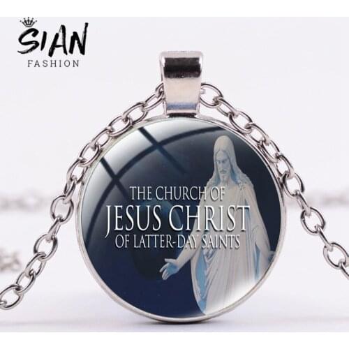 SIAN The Church of Jesus Christ Necklace Relief Society Mormon Symbol Necklaces Glass Cabochon Men Women For Mormonism follower