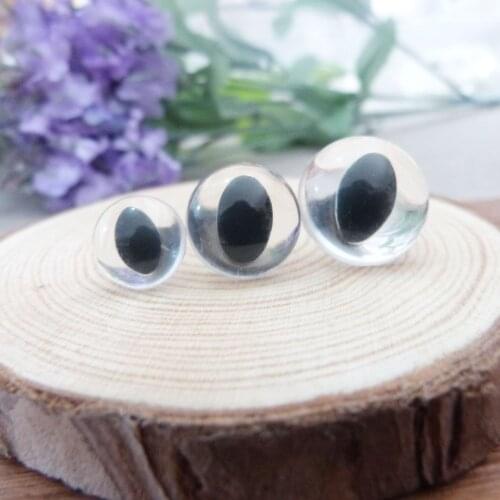 40pcs/lot 7.5/9/10.5/12/13.5/15/18mm clear smooth stem cat eyes plastic toy cat eyes without washer