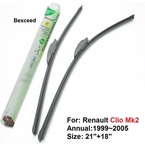 Bexceed of Car Windshield Flat Wiper Blade for Renault Clio Mk2 . 1 Pair(21"+18") 1999~2005