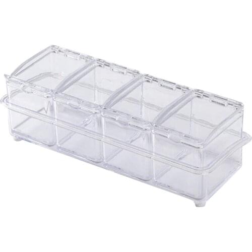 Clear Seasoning Rack Kitchen Spice Pots,Storage Container Condiment Jars Kitchen with Cover and Spoons