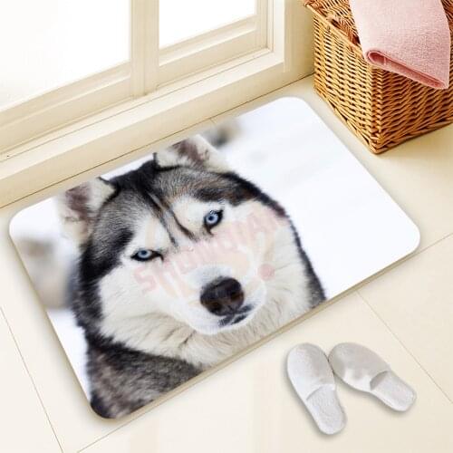 Drop Shipping Custom Entrance Doormats Bedroom Floor Mats Animal Husky Dog Printing Carpets Bathroom Rugs 40x60cm