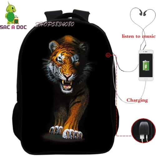 Animal Tiger Backpack Men Women Travel Rucksack Fashion Gifts Knapsack Beautiful Children Boys Girls Mochilas School Backpack