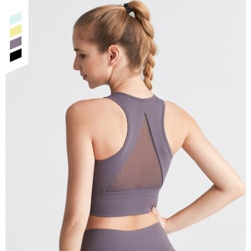 Back Mesh Patchwork Sports Bras Padded Breathable Yoga Bras Gym Crop Top Fitness High Impact Vest Women Sport Wear Gym Clothing