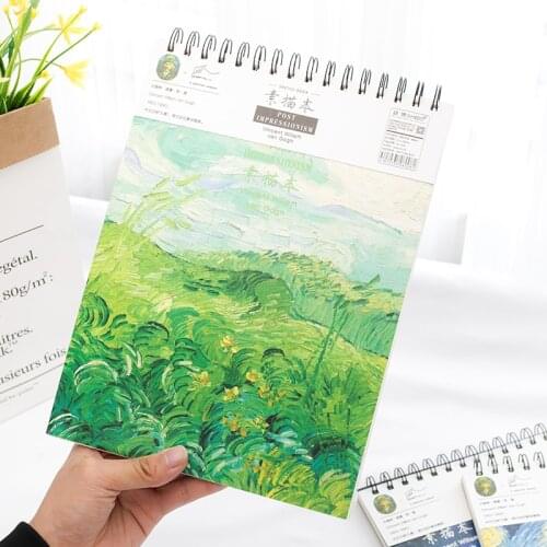 A4 Spiral Sketch Book For Drawing Kraft Cover Blank Sketch Pad Wirebound Tracking Paper Watercolor Painting 50 Sheets