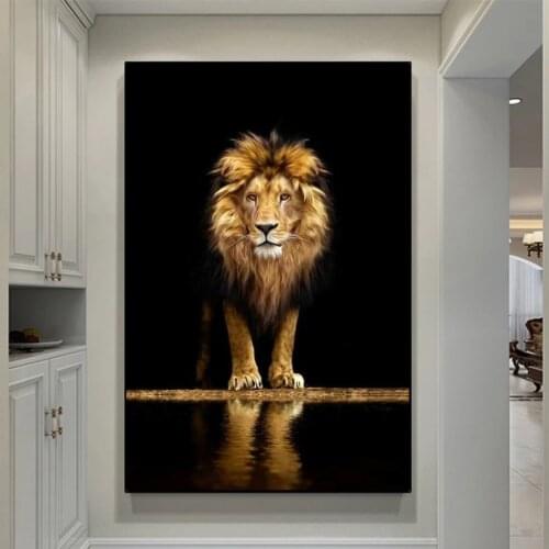 Modern Art Lion In The Dark Canvas Art Posters and Prints Wall Art Decorative Pictures Oil Painting Print for Home Wall Cuadros