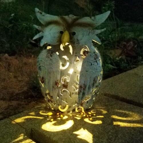 Outdoor Garden Solar Owl Statue Decorative Light IP44 Figurine for Porch