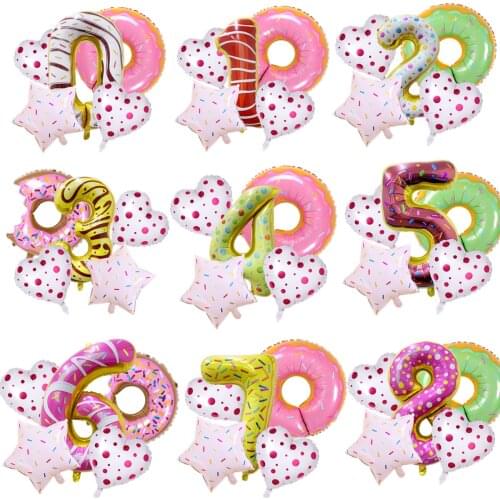 5pcs Cake/dessert Party Balloons 32inch Number Foil Balloon Kids Birthday Party Decorations Baby Shower Decor Helium Globos