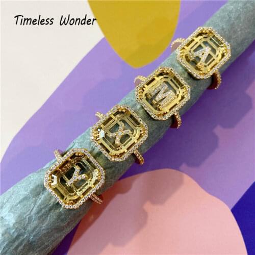 Timeless Wonder Stunning Zirconia Letter Geo Stackable Rings Women Jewelry Punk Ins Designer Party Top Trendy Goth Initial 1433