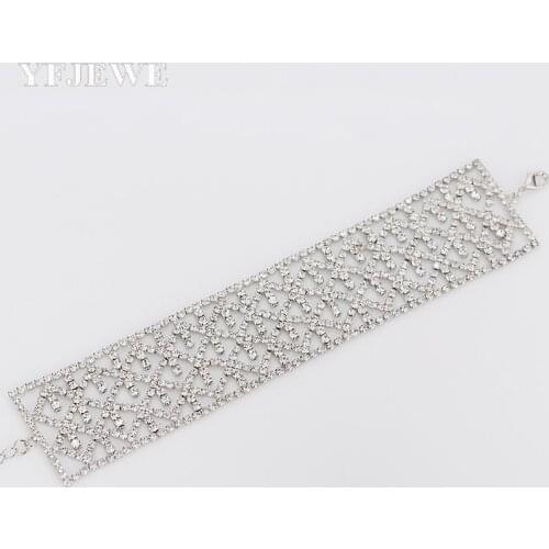 2017 Wedding Bracelets & Bangles Silver Plated rhinestone Chain Luxury Austrian Crystal Bracelet Women Charm Bracelets B055