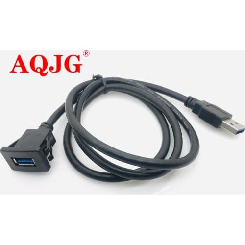 1M/2M Socket Cable USB 3.0 Auto Car Flush Mount Male to Female Extension Cord Dashboard Panel Square Audio Line for Motorcycle