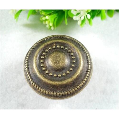 19-010 - Antique Brass Cabinet Cupboard Dresser Hardware Round Ring Knob ( D:39MM H:23MM)