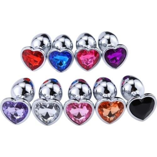3pcs/lot Stainless Steel Anal Plug Set Heart Crystal Anal Plug Adult Sex Toys for Beginner Fetish