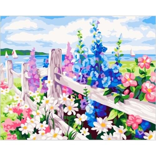 40x50cm frameless pictures painting by numbers oil painting on canvas art pictures Flower sea cuadros decoracion MS123