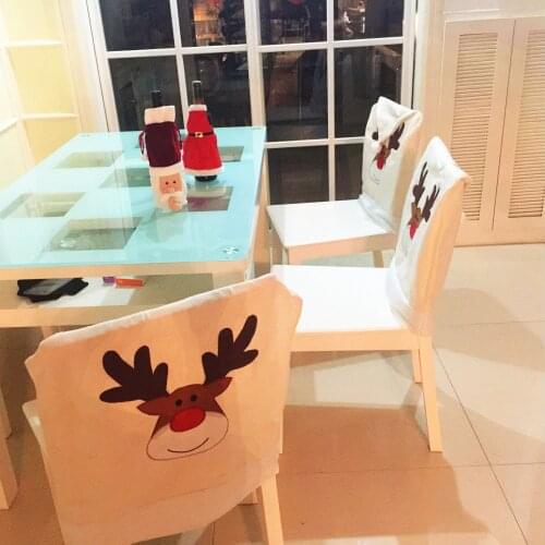 60X50CM 1pc Christmas Elk Dining Chair Cover Christmas Home Kitchen Dinner Party Ornaments Chair Covers Decor Decoration Supplie