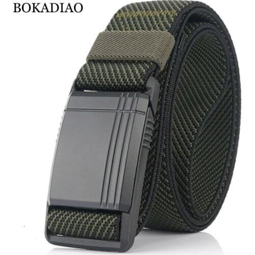 BOKADIAO Army Combat Outdoor Training Men belts Allergy prevention plastic buckle Stretch elastic Nylon Tactical Belt male strap