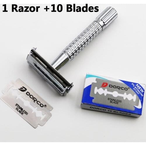 Safety Razor Copper alloy Excellent quality Edge Steel Razors Shaving Knife Hair Removal Tools With 10pcs Blades