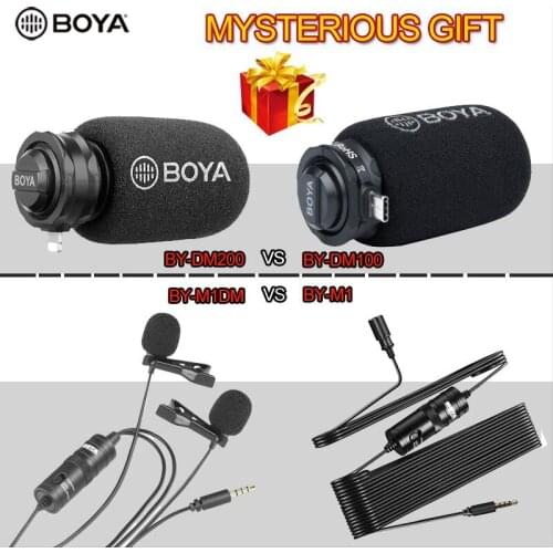 BOYA MIC BY-DM200 for iPhone Lightning BY-DM100 Type-C Port for Recording BY-M1 A7H 3.5mm BY-M1DM Dual Omnidirectional Lavalier
