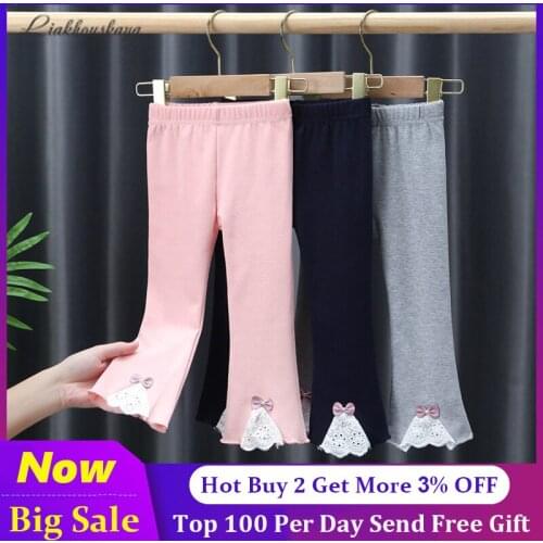 90-140 Cm Children Girls Leggings 2020 Newest Cute Bowknot Length Pants Cartoon Girls Pants Cotton Children Trousers Kids Pants