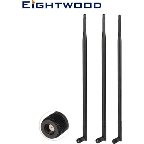 Eightwood 3pcs Routers Asus RT-AC66U RT-N66U RT-N16 AC1750 D-Link DIR 3x9dBi 2.4GHz 5GHz Dual Band RP-SMA WiFi Antenna Aerial