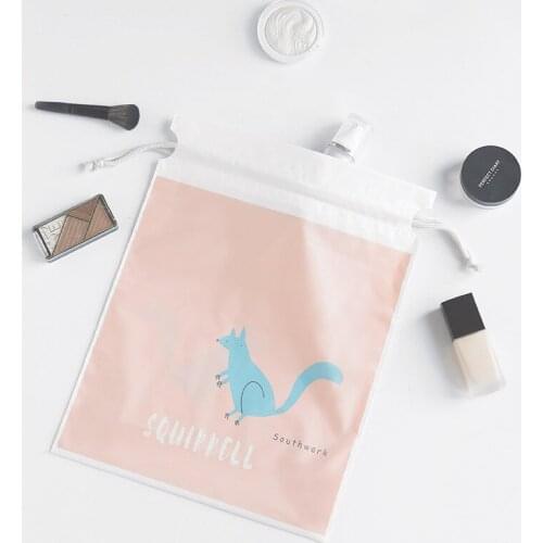 Double-deck 3pcs Separate Bags Travel Bundle Pocket Set Waterproof Drawstring Clothing Collection PEVA Cartoon Shoes Underwear O