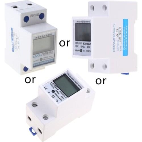 LCD Digital Display Single Phase Power Consumption Meter Energy Meter Watt Wattmeter kWh 230V AC 50Hz Din Rail