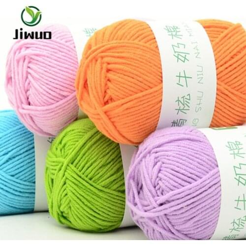 Jiwuo 50grams/Set Milk Cotton Crochet Yarn 5 Strands Hand Knitting Thread For Cardigan Scarf Hat Sweater Doll Thread Line