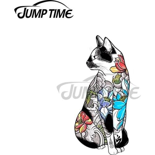 JumpTime 13 x 3.2cm For Cat in Lotus Car Truck Window Decal Sticker Laptop Wall Bumper Helmet Car Stickers Car Styling