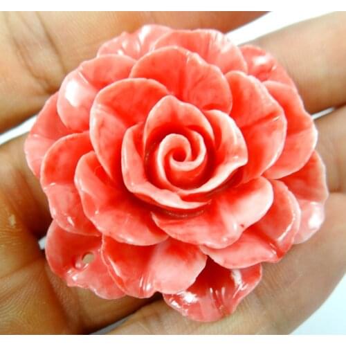 Chines Chinese Pink Organic Cinnabar carve flower pendant stone Jewelry making necklace Lucky Amulet Transshipment Evil Gift A20