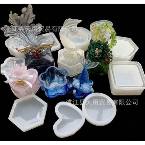 DIY Storage Box Crystal Epoxy Mold Hexagonal round Square Lovely Plum Handmade Tabletop Storage Box Decoration
