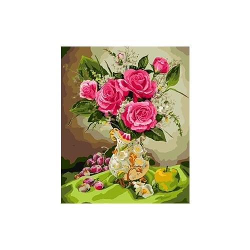 MaHuaf-W580 chinese rose apple grape abstract painting coloring by numbers digital Hand-painted canvas painting