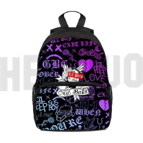 Hip Hop 12/16 Inch Mini Bag 3D Printed Rapper Lil Peep Backpack Children Anime Bag Bookbag Kids Kindergarten Cute Backpack