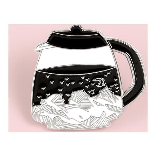 Black And White Kettle Mountains Stars Moon Starry Brooch Romantic Gifts For Men Women Badge Pin Literature Backpack Jewelry