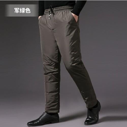 2021 Mens New Thickened Warm White Duck down down Wadded Trousers Slim Fit Slimming Wear Straight down Wadded Trousers