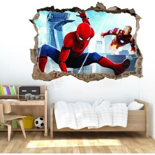 Disney New Spider-Man Creative Wall Stickers Living Room Bedroom Childrens Room Removable Three-dimensional Decorative Painting